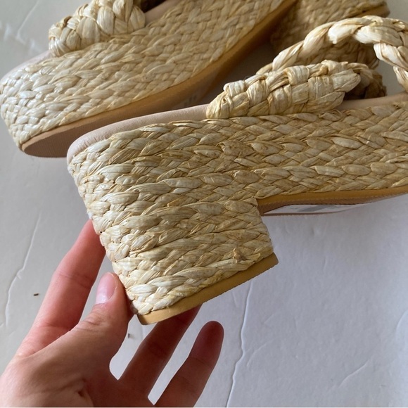 NWOT Beach By Matisse Anthropologie Reflection Neutral Raffia Platform Sandals 6 - Picture 3 of 5